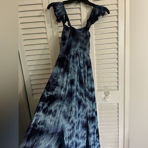 Boho me maxi Blue Tie-Dye Maxi Dress
